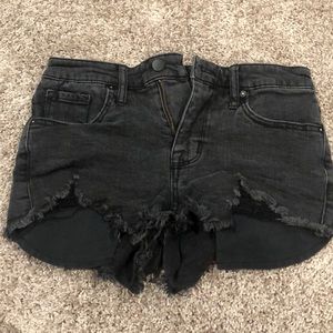Black denim high rise short